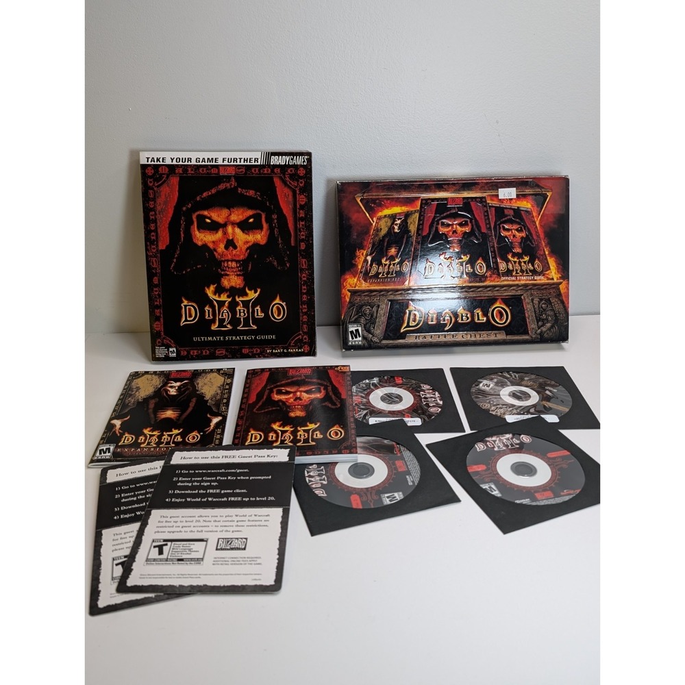 Diablo Battle Chest PC Diablo 2 Expansion Pack With Manuals 4 Disc Set